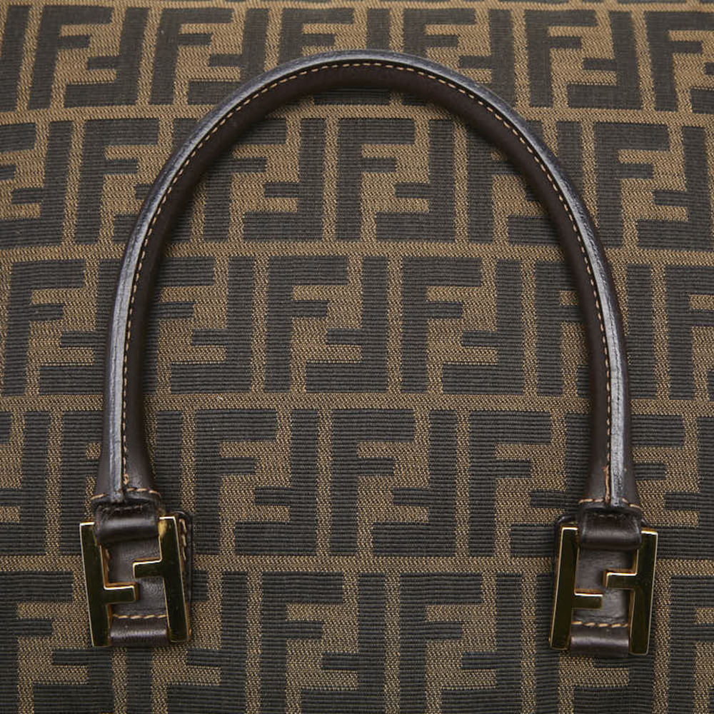 Fendi Zucca handbag, beige and black canvas, women's. - Picture 8 of 14